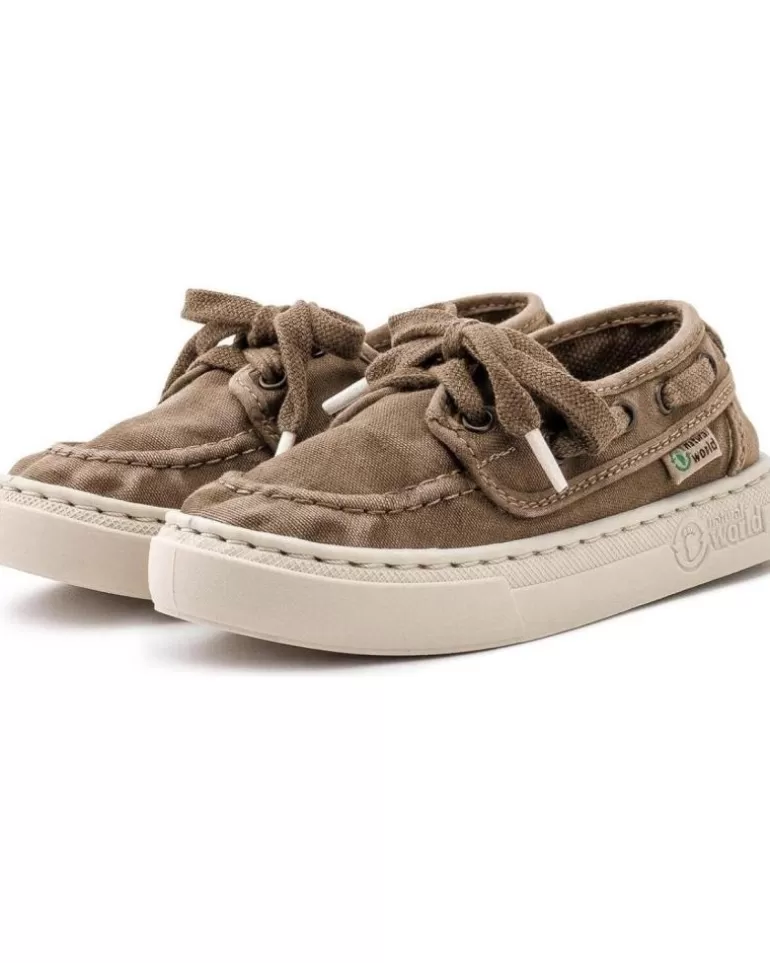 NATURAL WORLD Zapatos De Niño 50-Old Nela-Nautico Enzimat Beige New