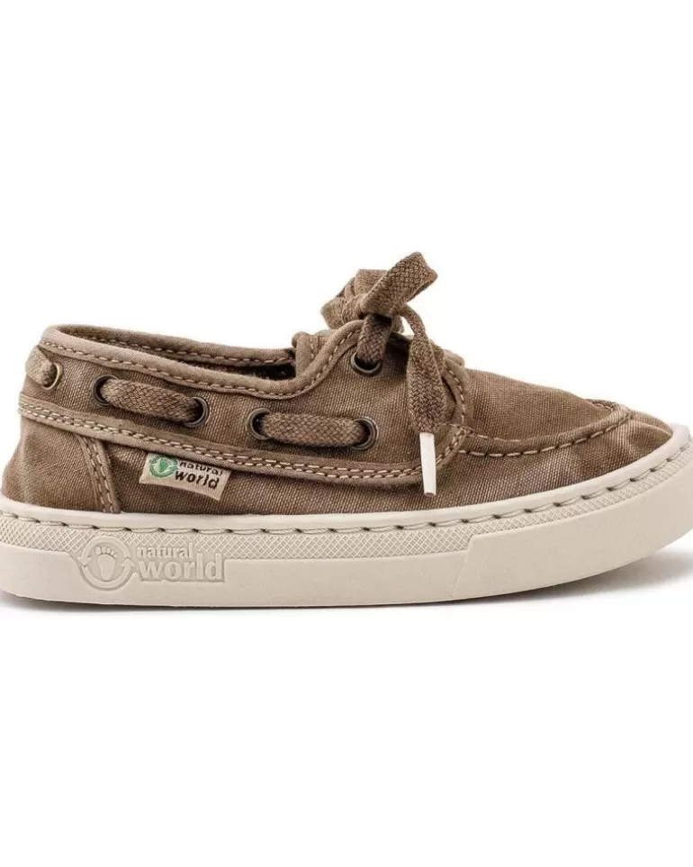 NATURAL WORLD Zapatos De Niño 50-Old Nela-Nautico Enzimat Beige New