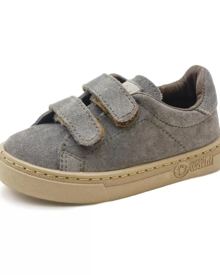 NATURAL WORLD Zapatos De Niño Zapato Infantil 6952 N Teo En Serraje Y Doble Tira Adherente Antracita Shop