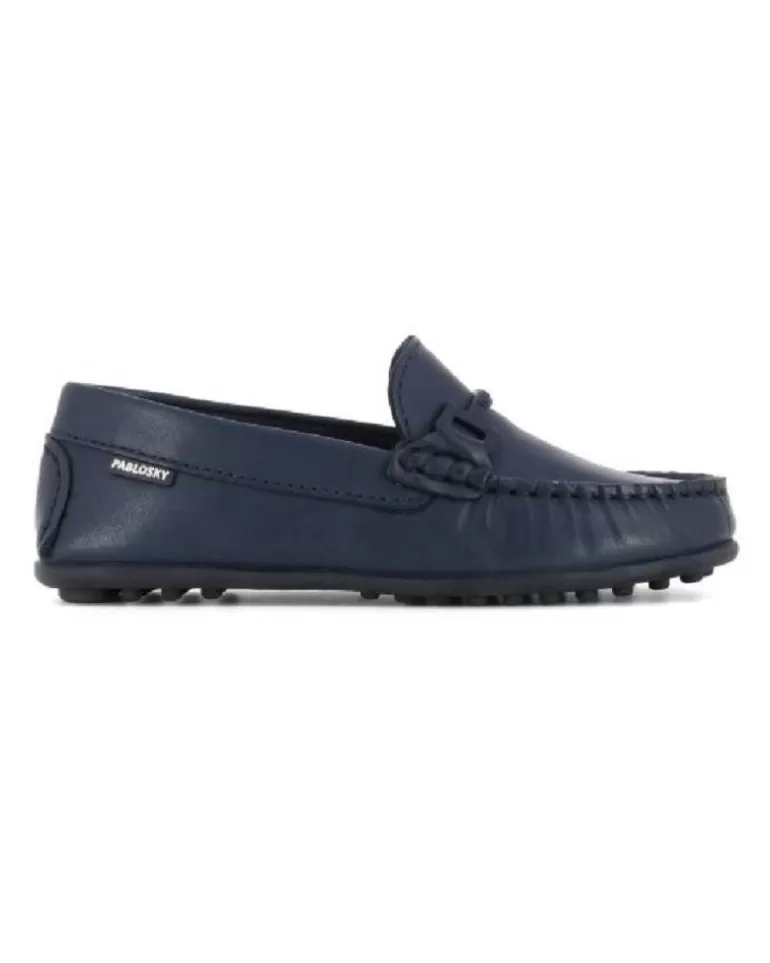 PABLOSKY Zapatos De Niño - Mocasin Ante Marino Niño Con Estribo Azul Rider Marino Best Sale