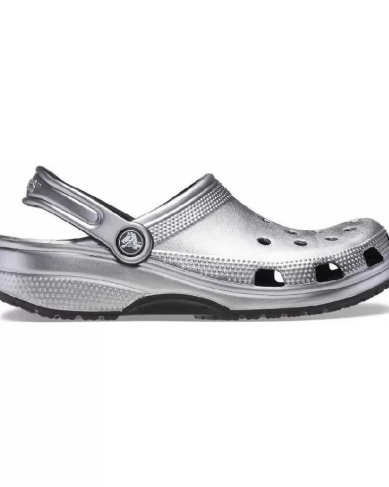 CROCS Zuecos De Mujer Classic Metallic Clog 205831 Plateado Gris Outlet
