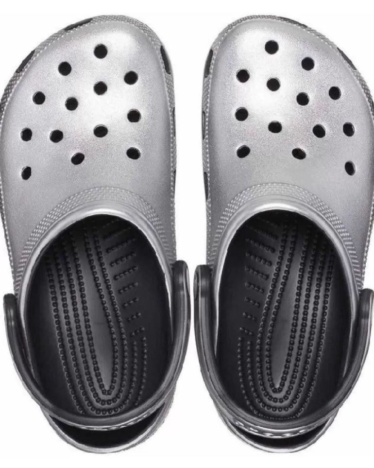 CROCS Zuecos De Mujer Classic Metallic Clog 205831 Plateado Gris Outlet