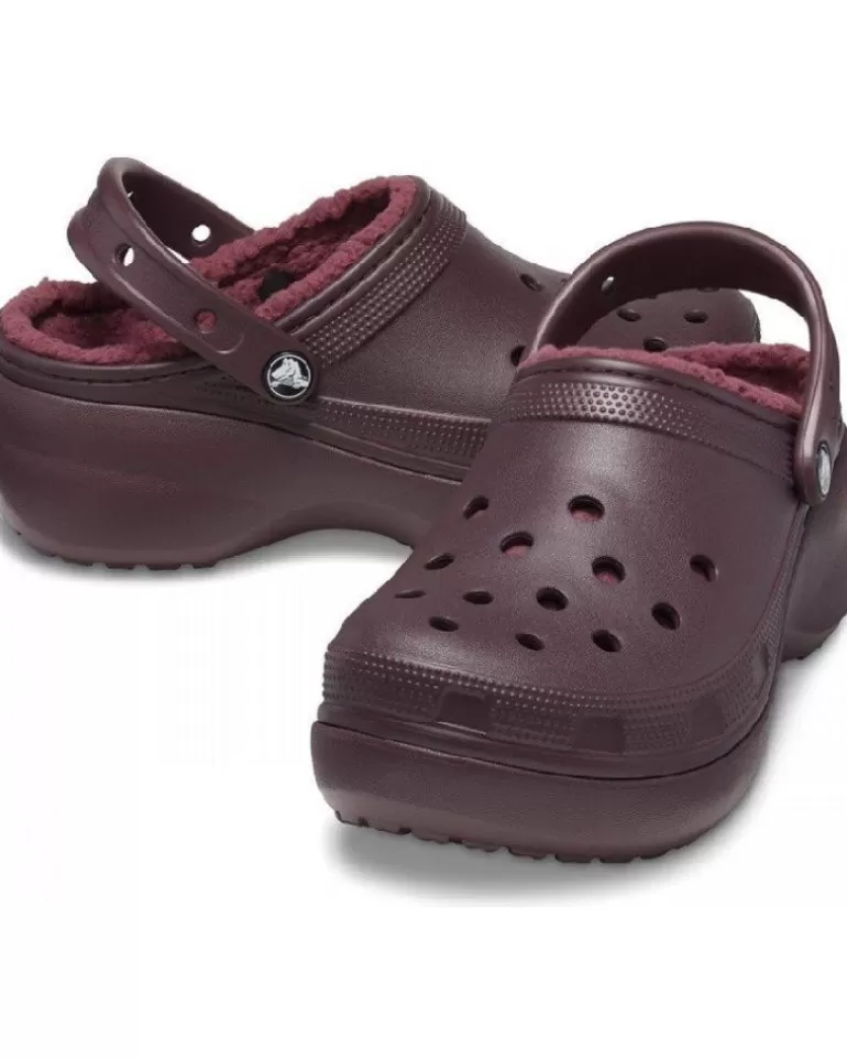 CROCS Zuecos De Mujer Classic Platform Lined Clog W 207938 Granate Morado Cheap