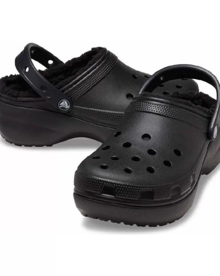 CROCS Zuecos De Mujer Classic Platform Lined Clog W 207938 Negro Discount