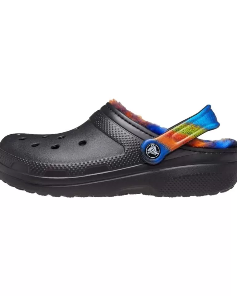 CROCS Zuecos De Mujer Y Hombre Zapatillas Classic Lined Spray Dye Noir-Multi-Rayures Clearance