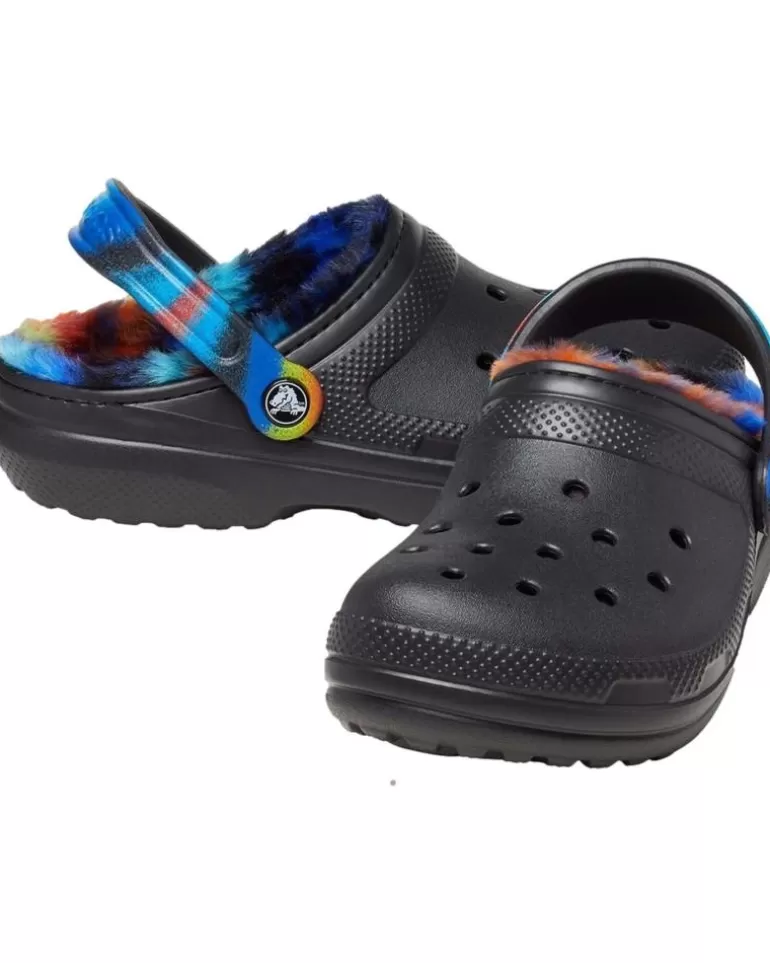CROCS Zuecos De Mujer Y Hombre Zapatillas Classic Lined Spray Dye Noir-Multi-Rayures Clearance