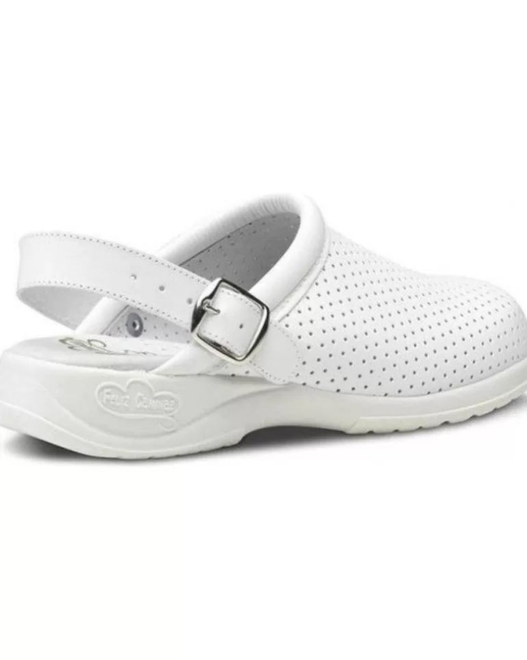 FELIZ CAMINAR Zuecos De Mujer Y Hombre Zuecos Sanitarios Unisex Las Vegas Blanco Discount
